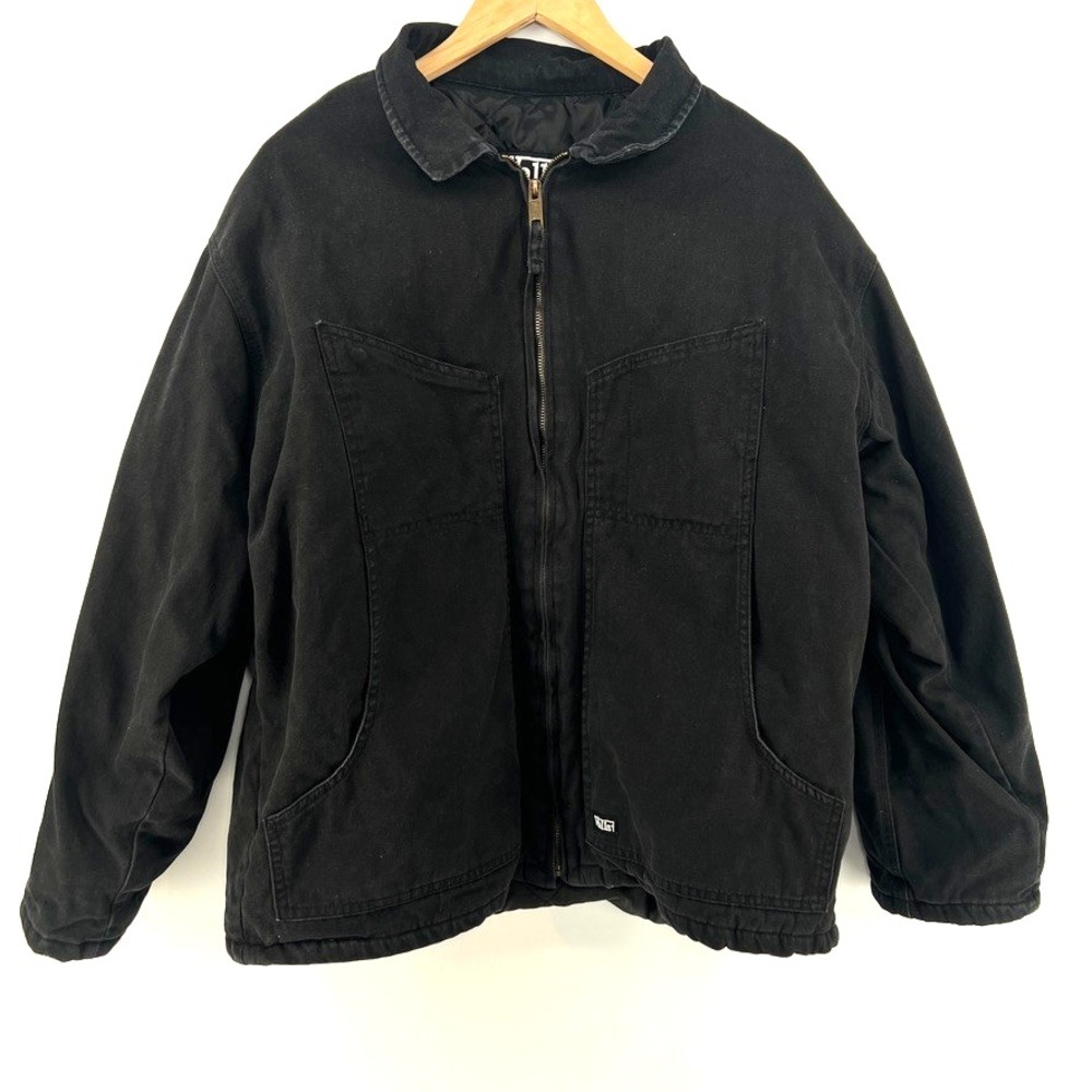 Walls Black Canvas Detroit Jacket Boxy Open Hem Skater Crop XL 90s Grunge Gorp